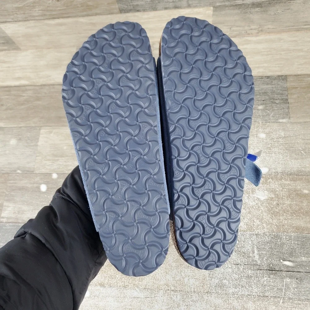 Birkenstock Zurich Mens‎ Slide Sandals 11 Elemental Blue Suede Adjustable Buckle